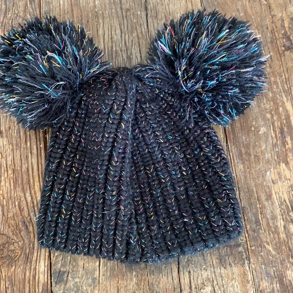 Justice GlitterLettwr A Initial Double Pompom Beanie